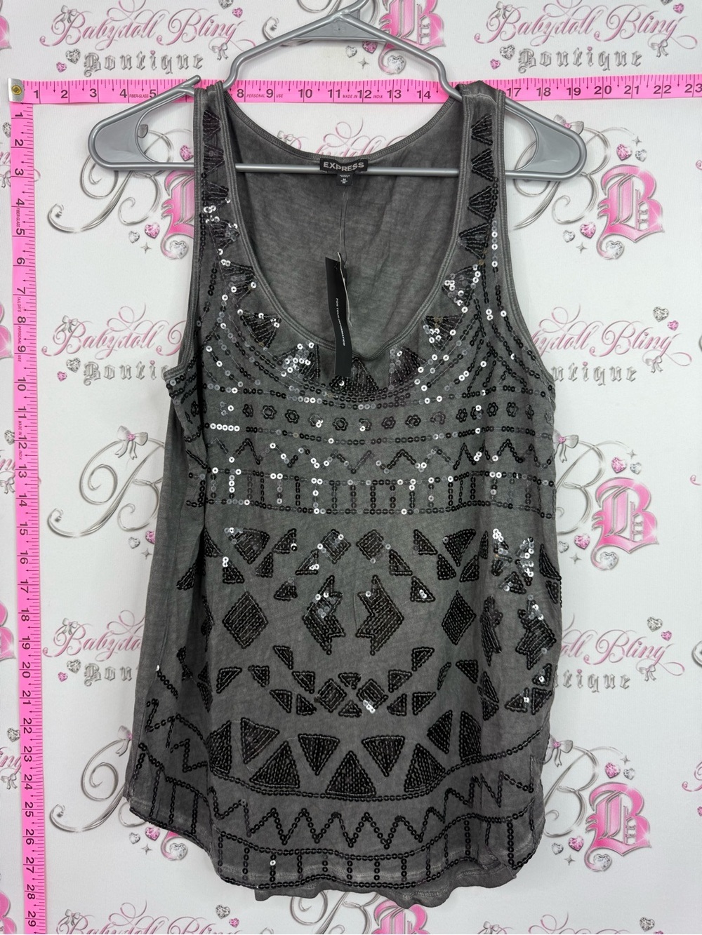 Express tank top sequins sparkly Embellished Sequin Tank Top NEW
